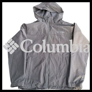 Columbia Grey Hooded Water-Resistant Cotton Blend Windbreaker Jacket (M)